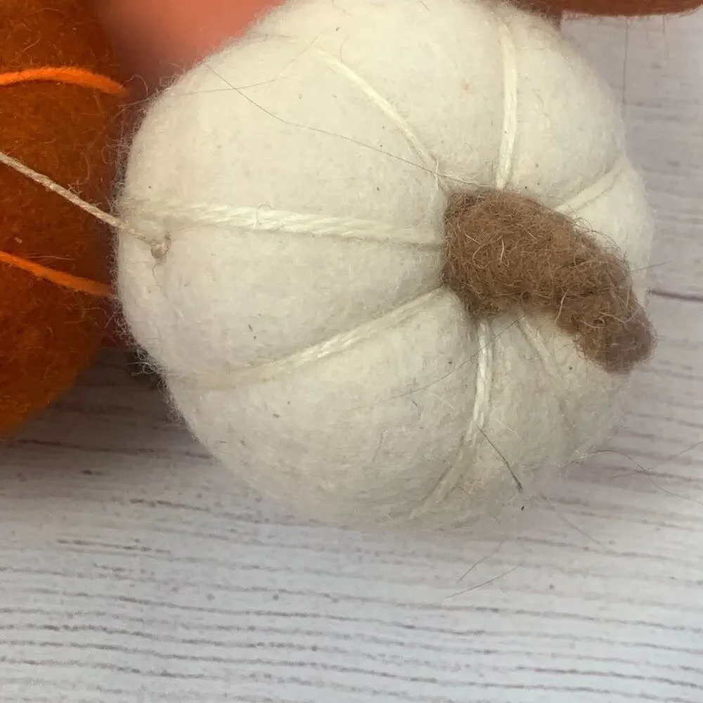 Fall Felt Pumpkin Acorn Garland on Twine String Hanging Loops 6ft Thanksgiving